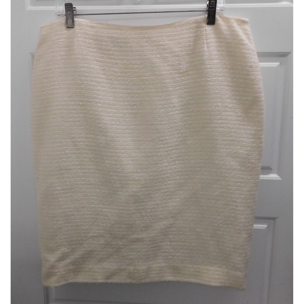 Womens Lafayette 148 Ivory Striped Knit Skit Size 14